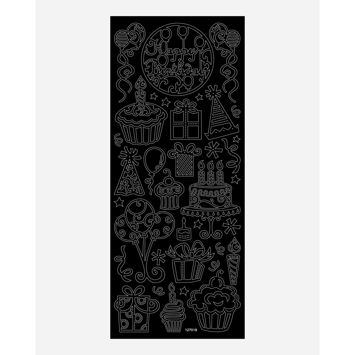 Contour-Stickers ALL-YEAR-ROUND, appx. 10x24cm, 10 sheets, black & white assorted 1