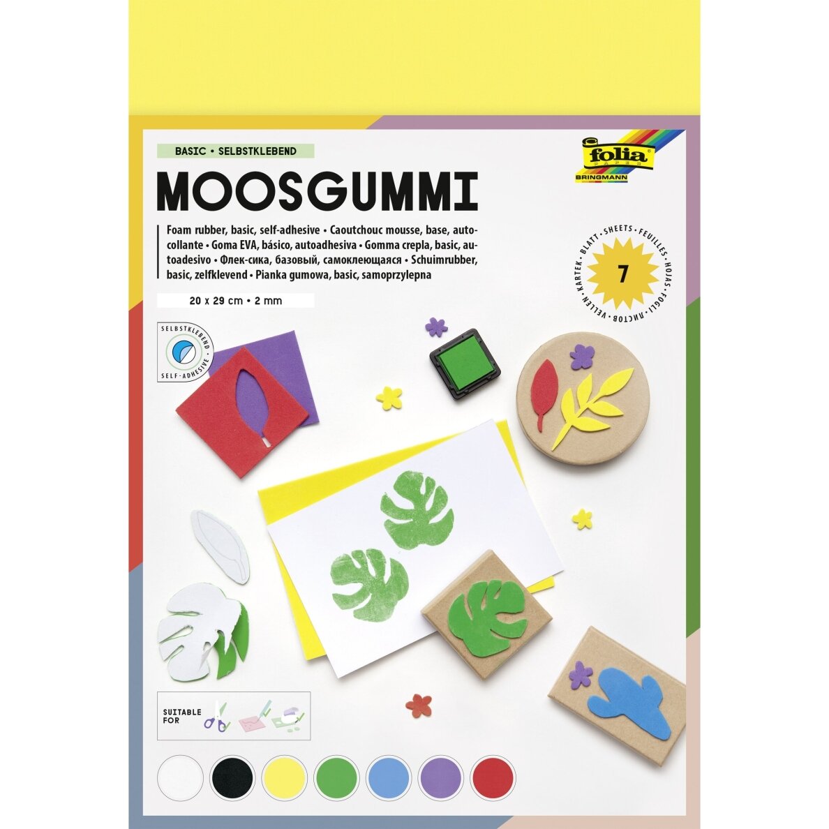 Foamcraft BASIC, 20x29cm, 7 sheets, assorted colours