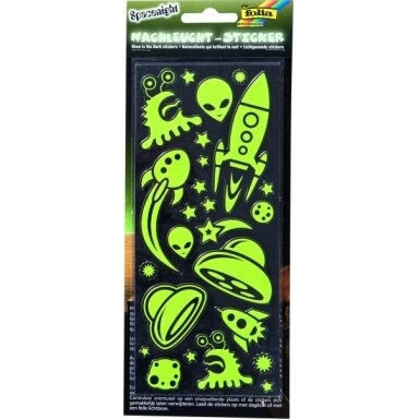 Glow in the dark-Stickers SPACENIGHT, 10x23cm, 2 sheets, assorted