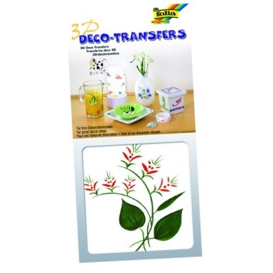 3D Deco-Transfers FLOWERS, 10x10cm, red