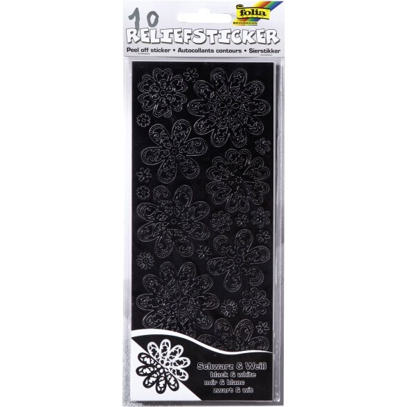 Contour-Stickers ALL-YEAR-ROUND, appx. 10x24cm, 10 sheets, black & white assorted