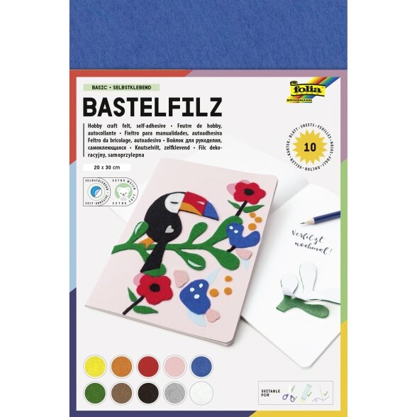 Hobby Craft Felt 150 g/m2, 20x30 cm 10 sheets, assorted colours