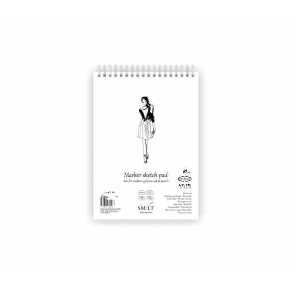 Markerinio popieriaus bloknotas Authentic SMLT A5 40 lapų 100 g/m2 kieta nugarėle ir spirale Markerinio popieriaus bloknotas Authentic SMLT A5 40 lapų 100 g/m2 kieta nugarėle ir spirale