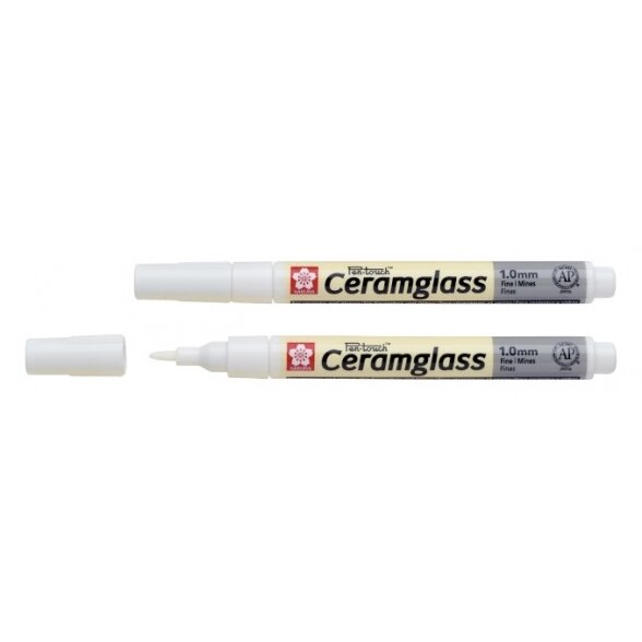 Markeris Sakura Pen-Touch Ceramglass 1.0 mm stiklui ir keramikai baltas 1 Markeris Sakura Pen-Touch Ceramglass 1.0 mm stiklui ir keramikai baltas 1