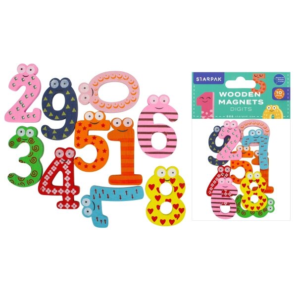 Wooden magnets 40 mm Digits 10 pcs