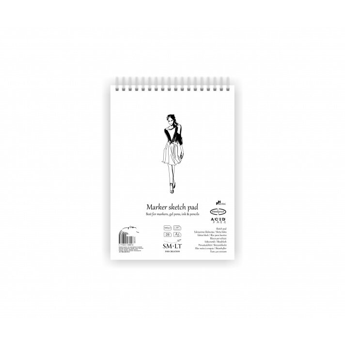 Markerinio popieriaus bloknotas Authentic SMLT A5 40 lapų 100 g/m2 kieta nugarėle ir spirale Markerinio popieriaus bloknotas Authentic SMLT A5 40 lapų 100 g/m2 kieta nugarėle ir spirale
