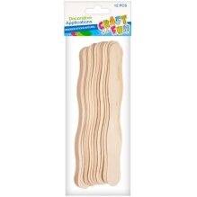 Medinės figurinės lazdelės dekoravimui, 12 vnt. natūralios, CRAFT-FUN
