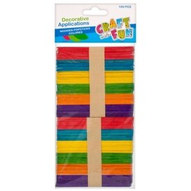 Medinės lazdelės dekoravimui, spalvotos, 100 vnt. CRAFT-FUN