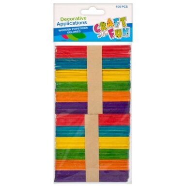 Цветные деревянные палочки для декорирования, 100 шт. CRAFT-FUN