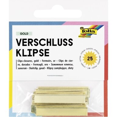 Metalinės juostelės maišelių uždarymui Folia auksinės spalvos 25 vnt. 3 cm