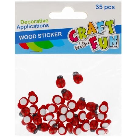 Medinė dekoracija lipdukai "Boružės" 13 mm 35vnt. Craft-Fun Medinė dekoracija lipdukai "Boružės" 13 mm 35vnt. Craft-Fun