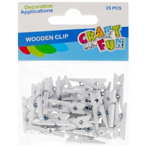 Mediniai segtukai Craft-Fun baltos spalvos 2,5 cm 25 vnt. Mediniai segtukai Craft-Fun baltos spalvos 2,5 cm 25 vnt.