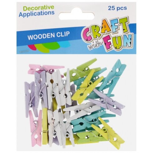 Mediniai segtukai Craft-Fun 2,5 cm pastelinės spalvos 25 vnt Mediniai segtukai Craft-Fun 2,5 cm pastelinės spalvos 25 vnt