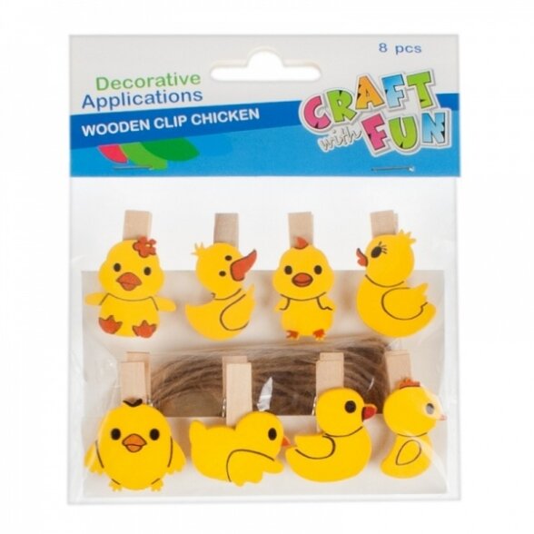 Mediniai segtukai "Viščiukai" natūralūs, 8 vnt. CRAFT-FUN Mediniai segtukai "Viščiukai" natūralūs, 8 vnt. CRAFT-FUN