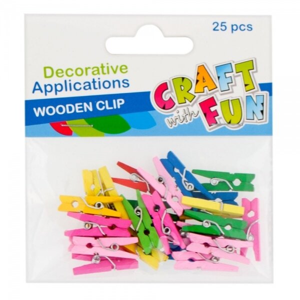 Mediniai segtukai spalvoti, 25 vnt. CRAFT-FUN