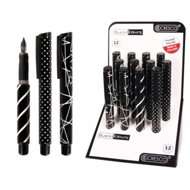 Cresco Fountain Pen  Go Pen B&W, Iridium M Nib