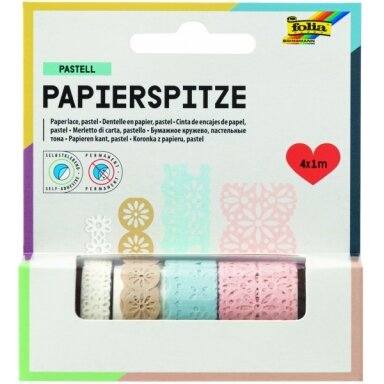 Наклейки-бордюры Folia Pastel бумажные, 4 рулона по 1 м