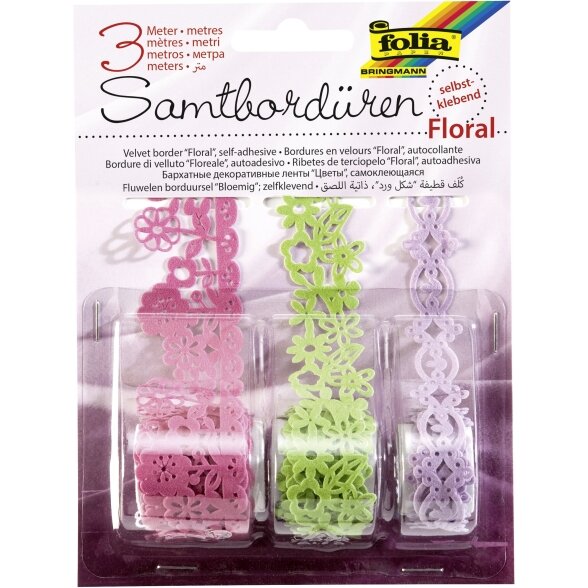 Наклейки-бордюры Folia Floral, 3 рулона разных цвeтов