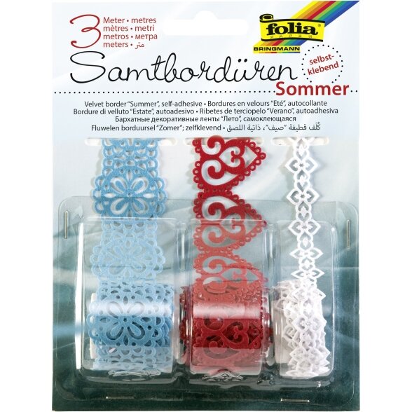 Наклейки-бордюры Folia Summer, 3 рулона разных цвeтов