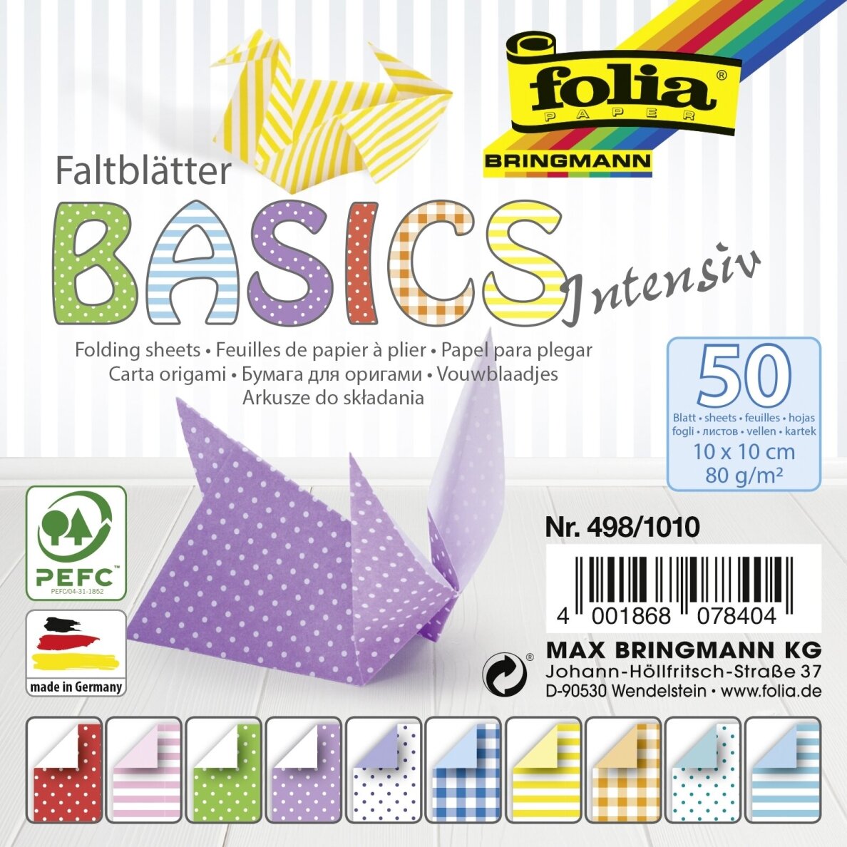 Origami "BASIC intensiv" 50 lapų 10*10 FOLIA, įvairūs motyvai Origami "BASIC intensiv" 50 lapų 10*10 FOLIA, įvairūs motyvai
