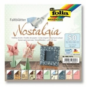 Folding Papers NOSTALGIA 80g/m², 15x15cm, 50 sheets, 10 assorted designs