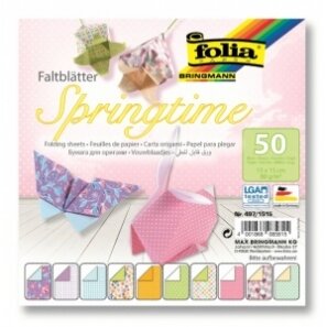 Оригами Folia SPRINGTIME 80 г / м², 15x15 см, 50 листов, 10 разных дизайнов Оригами Folia SPRINGTIME 80 г / м², 15x15 см, 50 листов, 10 разных дизайнов
