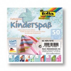 Folding Papers FUN FOR CHILDREN 80g/m², 10x10cm, 50 sheets, 10 assorted designs