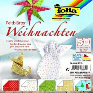 Оригами Folia  X-MAS 80 г / м², 15x15 см, 50 листов, 5 разных дизайнов