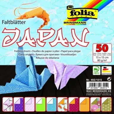 Origami Folia "Japan" 15x15 cm, 50 lapų
