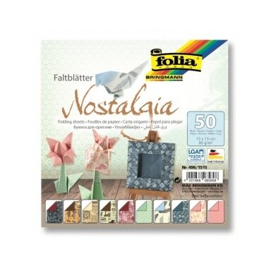 Origami "NOSTALGIA" 50 lapų 15*15 FOLIA, įvairūs motyvai