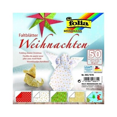 Origami "X-MAS" 50 lapų 15*15 FOLIA, įvairūs motyvai