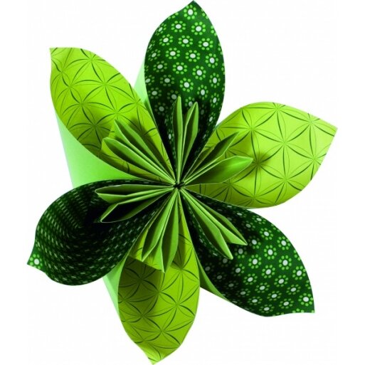 Оригами   BASICS GREEN 80 г / м², 20x20 см, 50 листов, 5 разных дизайнов 4