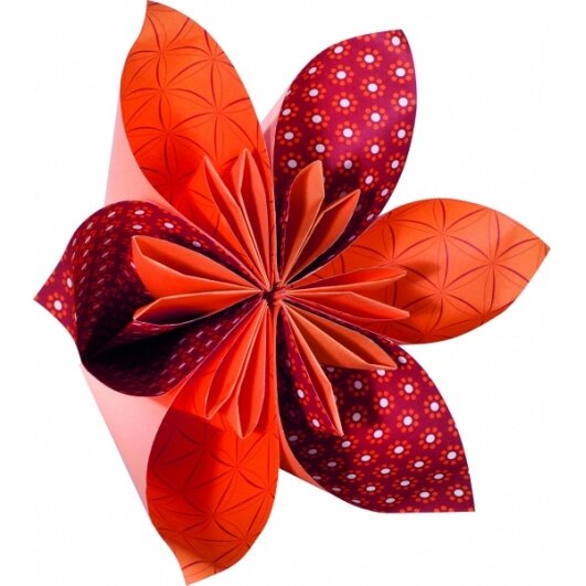 Origami Folia "BASICS" 20x20 cm, 50 lapų, 5 raudoni motyvai 4