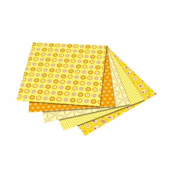 Origami Folia "BASICS" 10x10 cm, 50 lapų, 5 geltoni motyvai 2