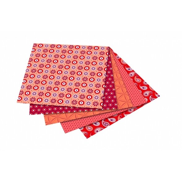 Origami Folia "BASICS" 10x10 cm, 50 lapų, 5 raudoni motyvai 2
