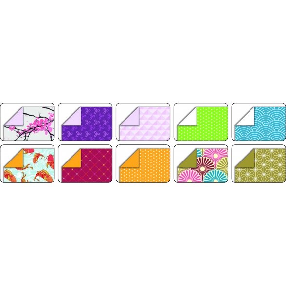 Origami Folia "Japan" 10x10 cm, 50 lapų 2 Origami Folia "Japan" 10x10 cm, 50 lapų 2