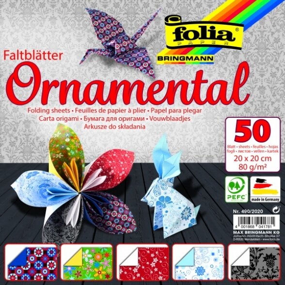 Origami Folia "Ornametas" 20x20 cm Origami Folia "Ornametas" 20x20 cm