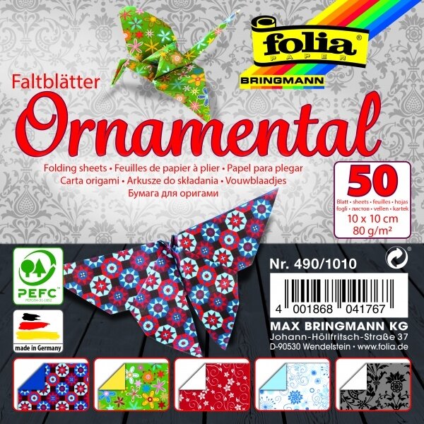Origami Folia "Ornametas" 10x10 cm, 50 lapų Origami Folia "Ornametas" 10x10 cm, 50 lapų