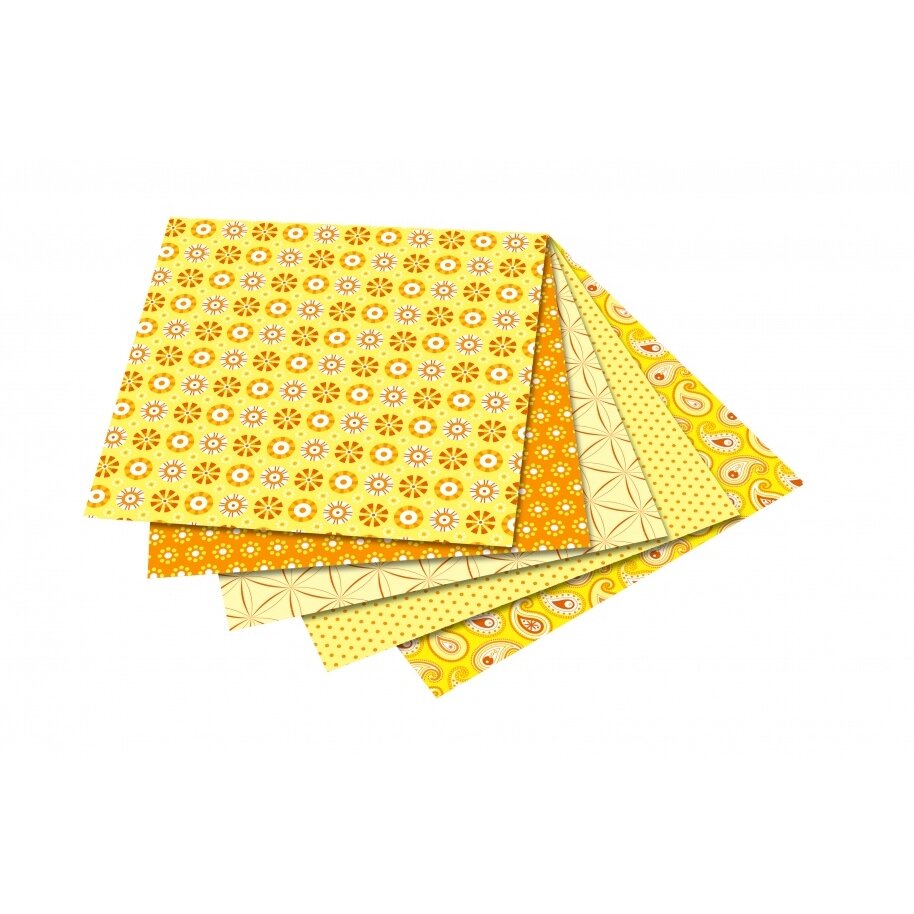 Origami Folia "BASICS" 20x20 cm, 50 lapų, 5 geltoni motyvai 2