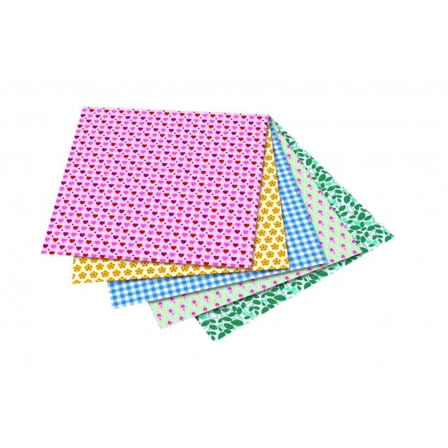Folding Papers SWEET 80g/m², 15x15cm, 50 sheets, 5 assorted designs 1