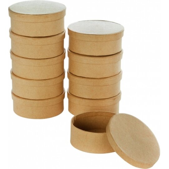 Set of 10 Boxes Mini, OVAL, 9,5x7,5x4cm, natural 1