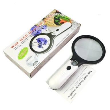 Magnifying glass with 3 LED lighting, 45x22mm, 3x75mm Magnifying glass with 3 LED lighting, 45x22mm, 3x75mm