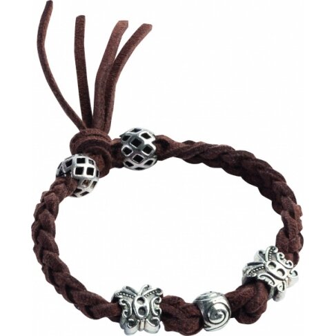 Artificial leather bands kit CLASSIC, 3 bracelets each 1,5m, 8 charms 1