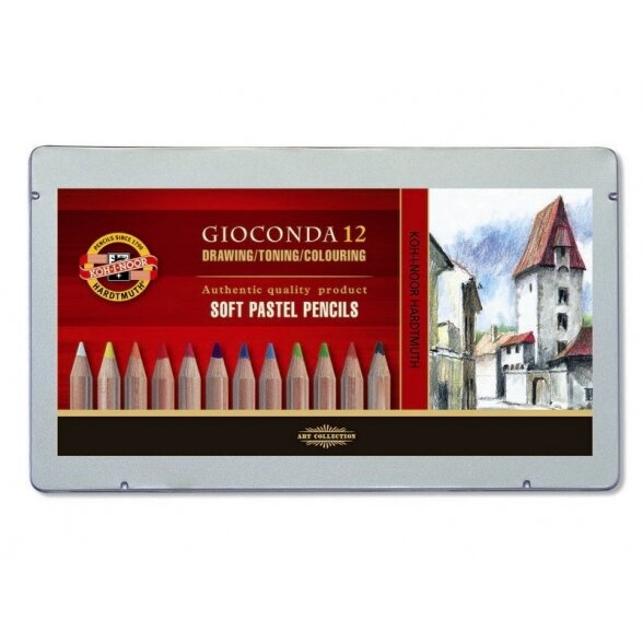 Pastelinių pieštukų rinkinys Koh-I-Noor Gioconda 8827 Soft 12 spalvų Pastelinių pieštukų rinkinys Koh-I-Noor Gioconda 8827 Soft 12 spalvų