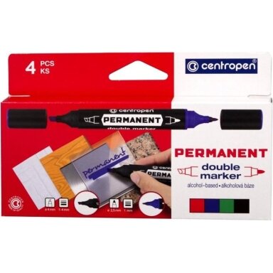 Перманентные двухсторонние маркеры Centropen 1666 4 цветa Перманентные двухсторонние маркеры Centropen 1666 4 цветa