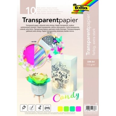 Прозрачная бумага 115 г / м² CANDY, DIN A4, 10 листов, 5 цветов в ассортименте