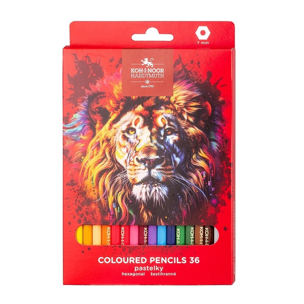 Koh-I-Noor set of school coloured pencils 3555 36 LION RED