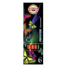 Set of Fluorescent Woodless Coloured Pencils Koh-I-Noor 8741 6 colors