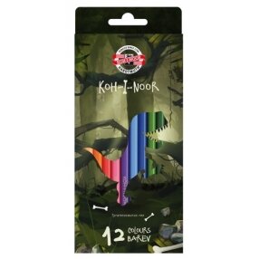 Pieštukai spalvoti Koh-I-Noor 3592 Dino 12 spalvų Pieštukai spalvoti Koh-I-Noor 3592 Dino 12 spalvų