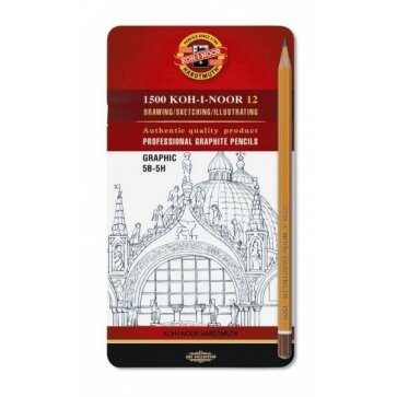 Set of Graphite Pencils Koh-I-Noor 1502 Graphic 5B-5H, 12 pcs